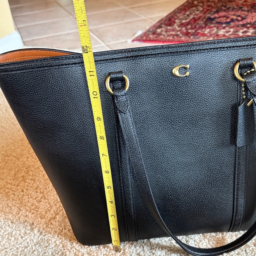 Coach Black Pebbled Leather Tote Bag 18” (Work/Travel) – Gold Hardware - Picture 3 of 8